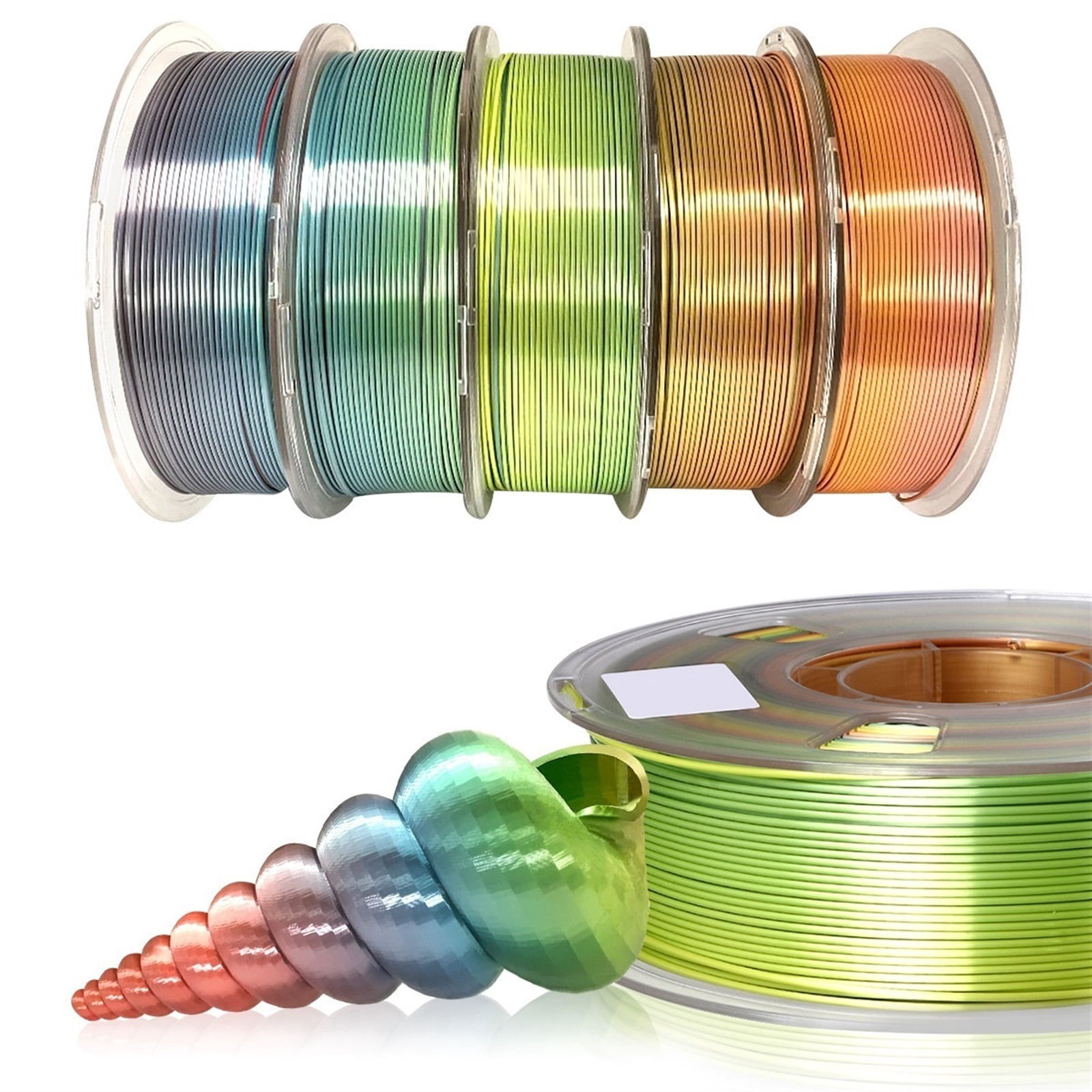 3D Printer Filament Multicolor Gradient Silk PLA Filament 1.75mm 1kg Spool Gradually Changing Color 3D Printing Materials