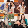 thumbnail image 4 of Pioneer Flower Floral Print Pattern Apron-Garden Aprons for Women with Pockets-Cotton Linen Waterproof Kitchen Cooking Gardening Aprons Adjustable for Kitchen,Cooking,BBQ and Salon 33x27 Inch, 4 of 7