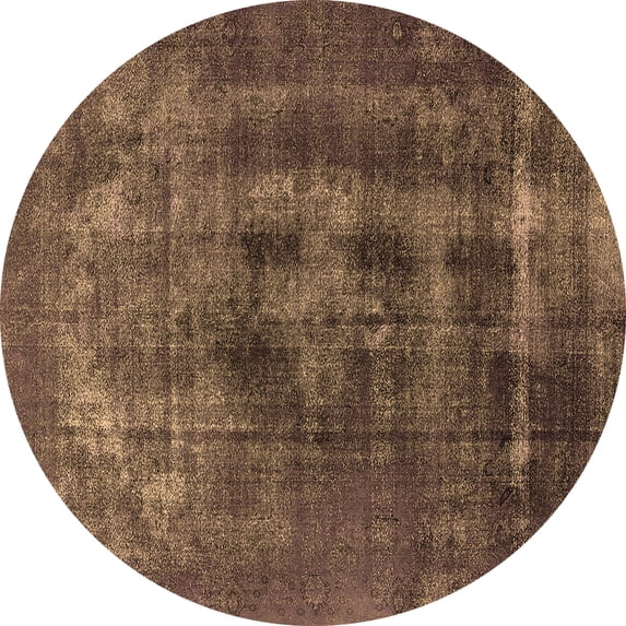 Ahgly Company Indoor Round Oriental Brown Industrial Area Rugs, 7' Round