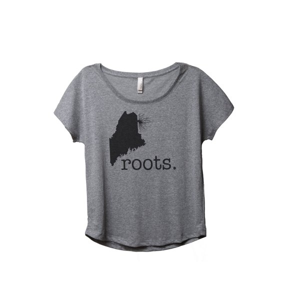 Thread Tank Home Roots State Maine ME 819W Women's Relaxed Slouchy Dolman T-Shirt Tee Heather Grey Small