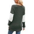 thumbnail image 6 of Deago Women's Color Block Long Sleeve Fall Sweaters Casual Fashion Ribbed Knit V Neck Button Pullover Shirts Tops (Green, M), 6 of 8