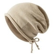thumbnail image 2 of Women Men Hat Knitted Solid Color Elastic Unisex Comfortable Keep Warm Drawstring Casual Winter Bonnet for Work, 2 of 7