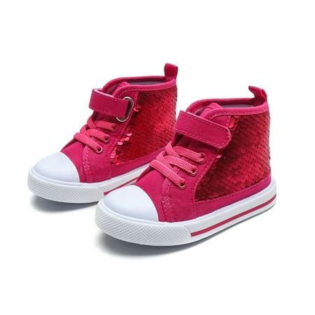 

Children‘s Canvas Shoes Spring and Autumn High-top Trendy Sequin Princess Shoes Girls‘ Buckle Casual Board Shoes Korean Style Children‘s Shoes