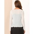 thumbnail image 3 of DARING DIVA Ruffle Long Sleeves Casual Self Tie Mesh Shrugs XL White, 3 of 6