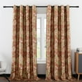 thumbnail image 2 of VOGOL Blackout Curtains, Floral and Leaf Print Window Panels Thermal Insulated Drapes for Hotel Home Theatre Bedroom Living Room, Grommet Top, 2 Panels, 52x63 Inch, Brown, 2 of 8