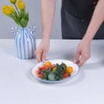 thumbnail image 3 of LaGlint 8.5 inch Salad Plate Set of 6, Lightweight Opal Glass Round White Plates for Appetizer Dessert Kitchen, Dishwasher and Microwave Safe, Hand Painted Navy Blue Rim, 3 of 7