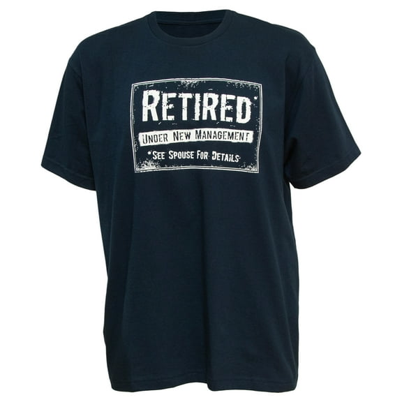 Retired Under New Management Men's Novelty Short Sleeve T-Shirt in Navy, Large
