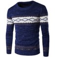 thumbnail image 2 of Fashion Men Floral Print O Neck Long Sleeve Slim Fit Knitted Sweater Blouse Top, 2 of 8