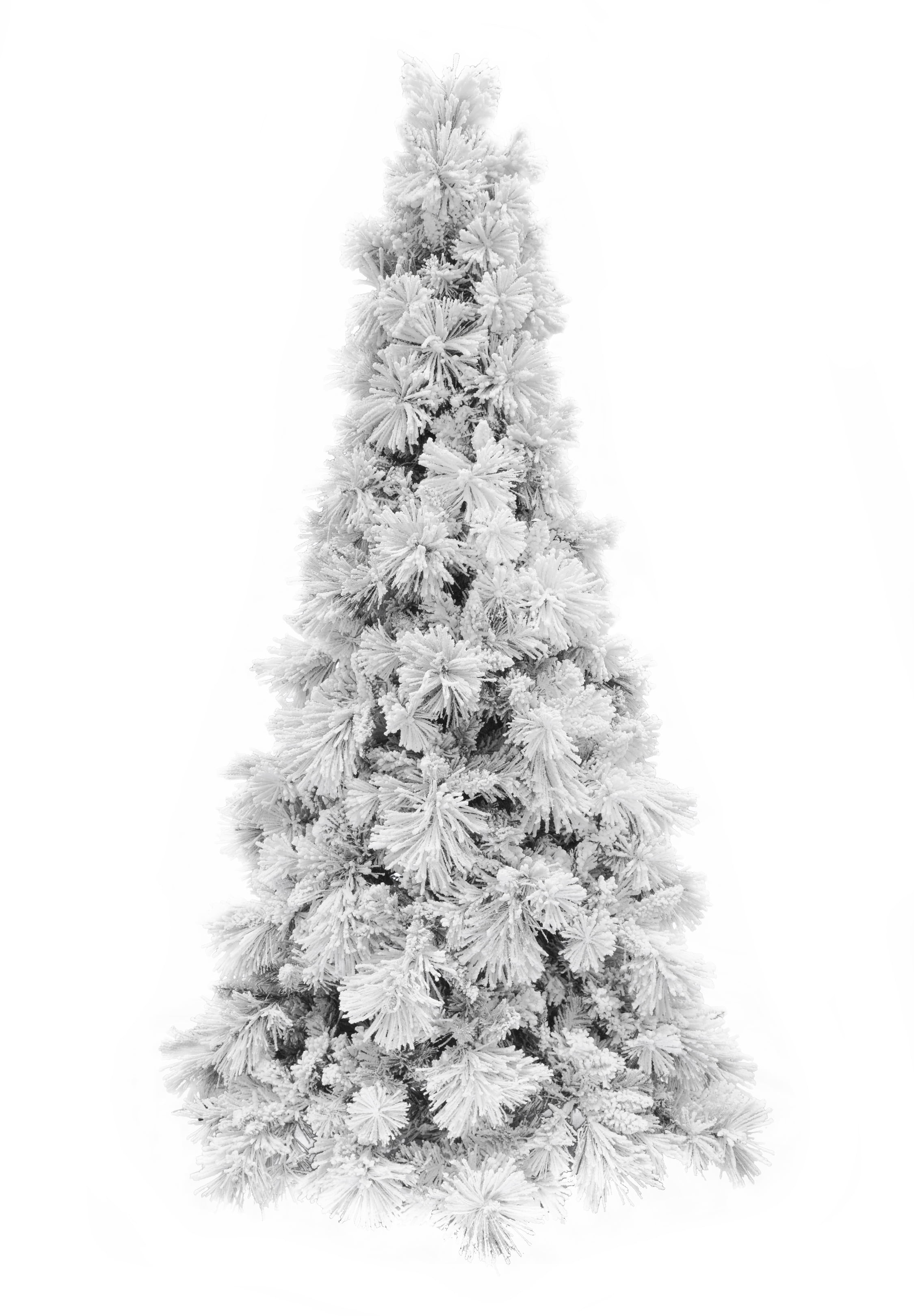 7.5' Slim Snow Flocked Atka Christmas Tree Instant Connect, 918 Tips