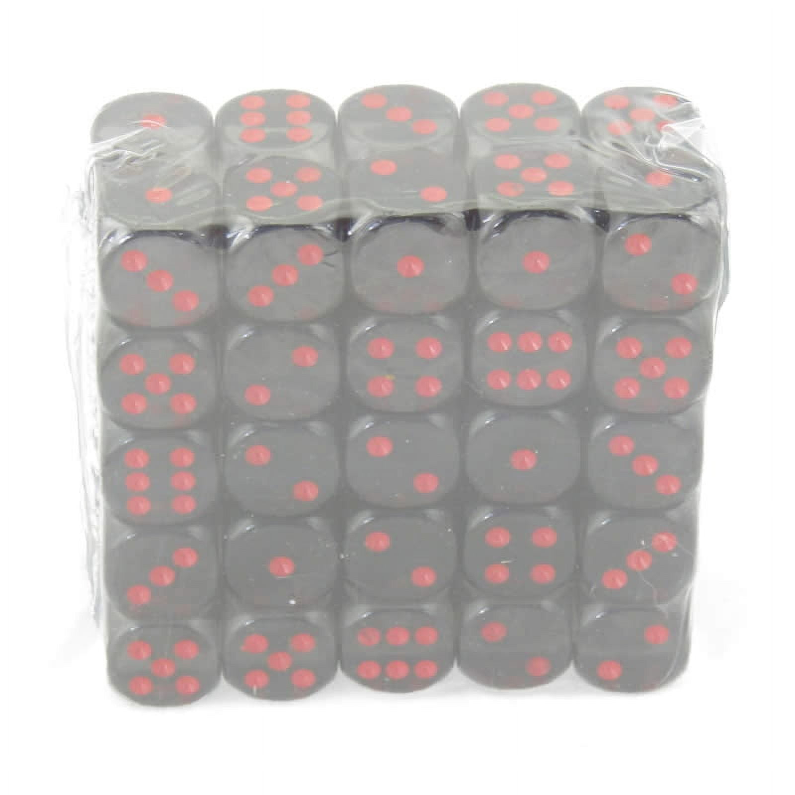 Smoke Translucent Dice with Red Pips D6 16mm (5/8in) Pack of 50 Wondertrail