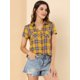 thumbnail image 3 of CamiDe Cuadros Estilo Western De Algodón Clásico Con Botones PaMujer Amarillo M, 3 of 6