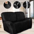 thumbnail image 5 of Loveseat Recliner Cover Leather Look Recliner Loveseat Covers Recliner Sofa Cover for 2 Seater Reclining Couch Spandex Fabric Washable 6 Pieces (2 Seater, 02 Black), 5 of 13