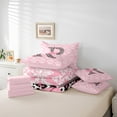thumbnail image 5 of Homewish Fashion Monogrammed Girls Twin Bedding Sets 7-Piece, Kawaii Pink Damask Bedding Comforter Set, Bow Initial R Letter Reversible Sheet Sets, Super Cozy Room Decor, 5 of 7