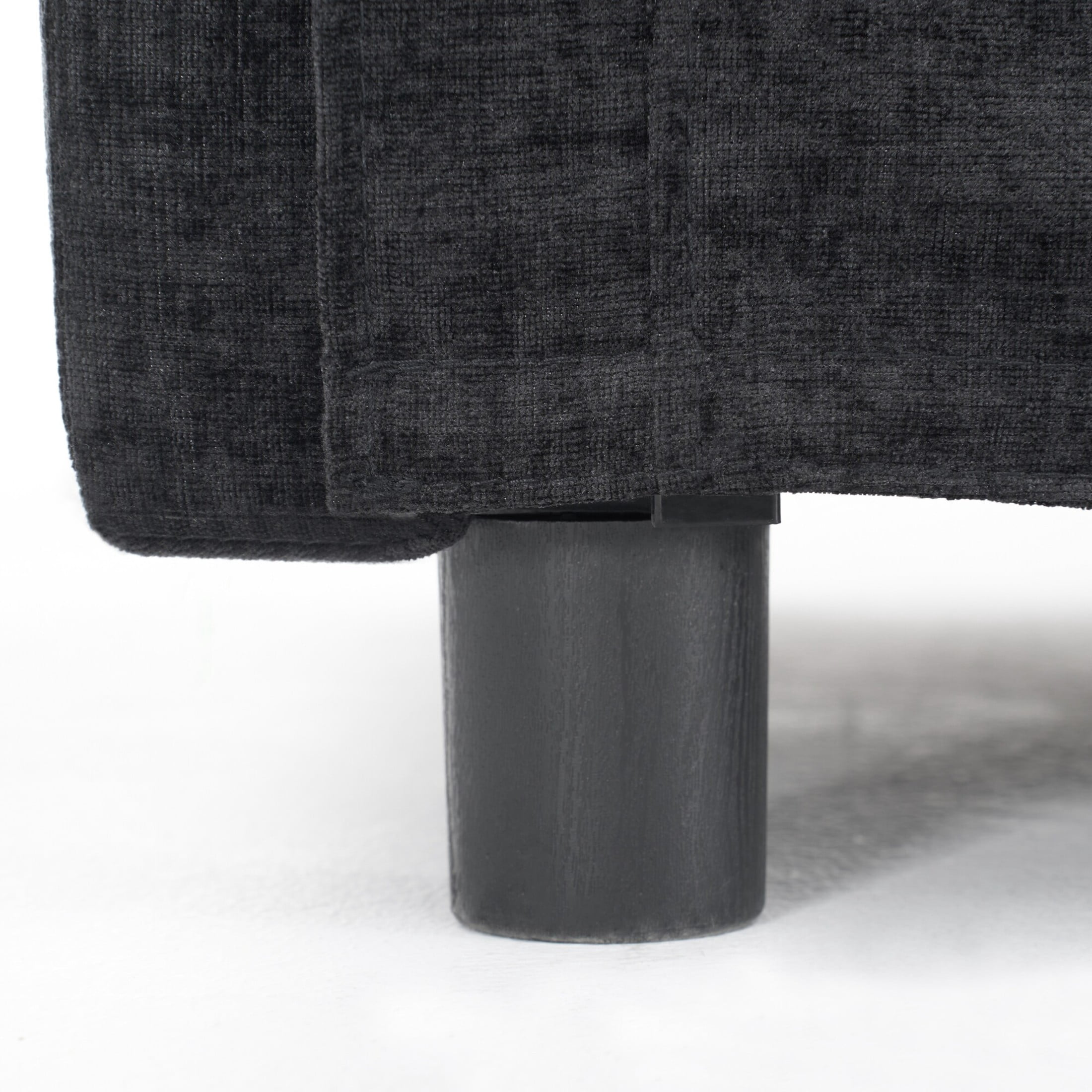 Noble House Modern Chenille Upholstered Accent Chair with Ottoman, Solid Wood Frame, Black