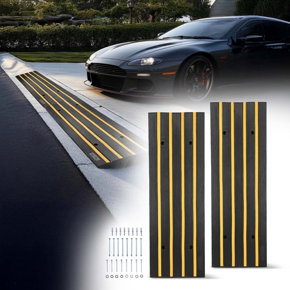 Yescom Driveway Curb Ramp Low Profile Car Ramp 2.6" Rise Garage Sidewalk 2 Pack