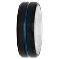 thumbnail image 2 of Mens black and Blue IP Stainless Steel wedding ring band, 2 of 5