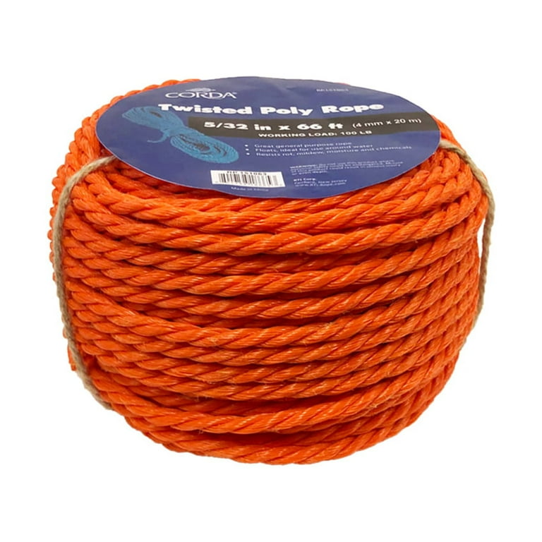 CORDA Twisted Rope, Orange, Polypropylene, 5/32