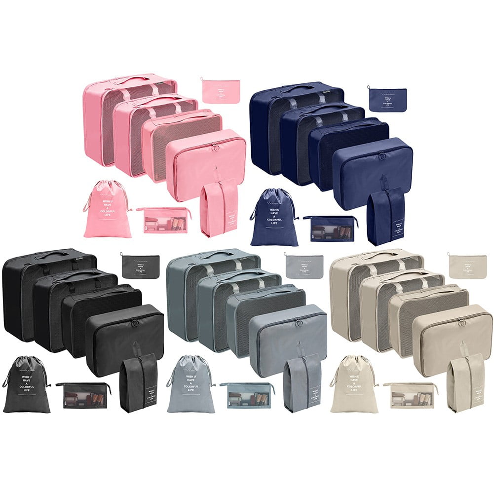 AFQH 8Pcs Travel Organizer Set: Packing Cubes for Efficient Travel! Shoe Tidy Pouch