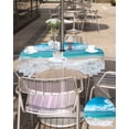 thumbnail image 5 of nqOlkjepod Summer Beach Coastal Outdoor Tablecloth with Umbrella Hole & Zipper, Vacation Seaside Ocean Round Table Cover 54 Inch, Dining Waterproof Table Cloth Protector for Patio/Party/Picnic, 5 of 7