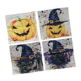 thumbnail image 2 of Fundas de almohada de Halloween Patrón de calabaza Cierre con cremallera Material de lino Lavado con agua fría Funda de almohada para decoraciones 4 Paquete combinado 01, 2 of 5