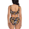 thumbnail image 3 of Honeii Spooky Cats And Halloween Pumpkins Print Women’s Bikini Set,Two Piece Swimsuit Bathing Suits,Stylish High Elasticity Swimwear for Beach and Pool, 3 of 7