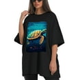 thumbnail image 4 of Plus Size Shirt for Women Black Tops for Women Oversized Short Sleeves Shirt for Women Turtle T Shirt Crewneck Shirt for Women XL, 4 of 5