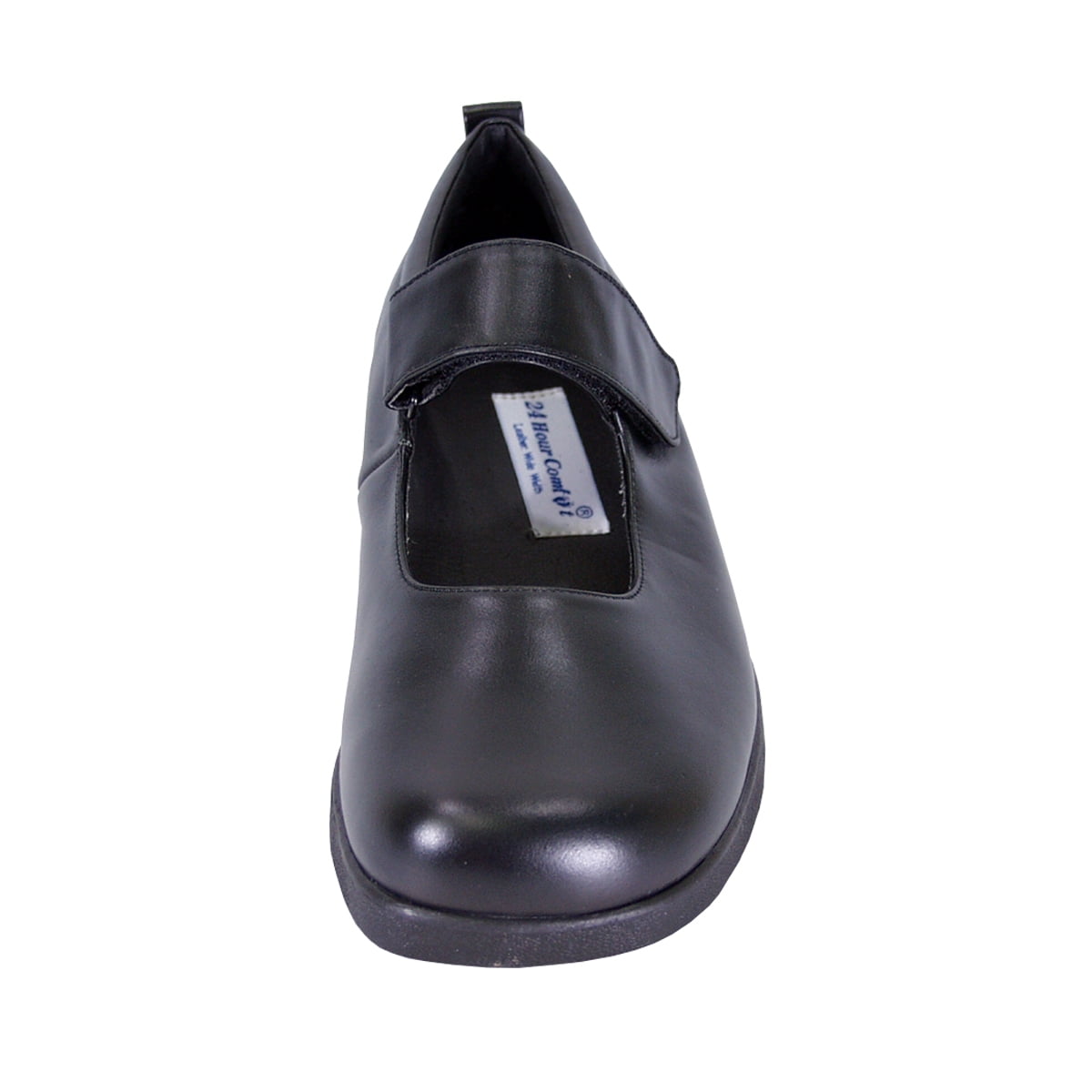 24 HOUR COMFORT Sky Women Wide Width Leather Mary Jane Style Shoes BLACK 8.5