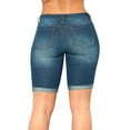 thumbnail image 2 of roswear Women's Distressed Knee Length Long Denim Shorts Ripped Stretchy Jean Shorts Denim Medium, 2 of 3