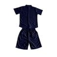 thumbnail image 4 of Hogleaql Men's 2 Pieces Linen Set Summer 2026 Short Sleeve Button Down Shirts and Shorts Tracksuits Elastic Waist Relaxed Fit Loose Dressy Matching Sets with Pockets Navy 3XL, 4 of 4