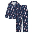 thumbnail image 4 of Tiweut Christmas Womens Casual Pajamas Sets Long Sleeve Lapel Button Top and Comfy Pants Festive Holiday Cozy Home Loungewear Soft Flannel Nightwear Ladies Sleepwear Suit,Navy,S, 4 of 4