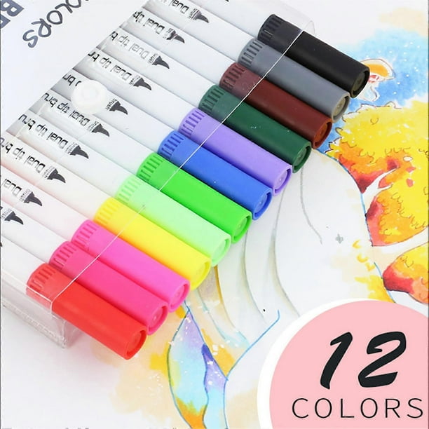 Double-headed Watercolor Pen Kit with Soft-tip & Needle Tip 12/24/36 Color Water-based Painting Pen Set for DIY Craft New