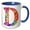 Blue/White, variant on 3drose, Colorful Monogram Letter D, 11oz Two-tone Green Mug