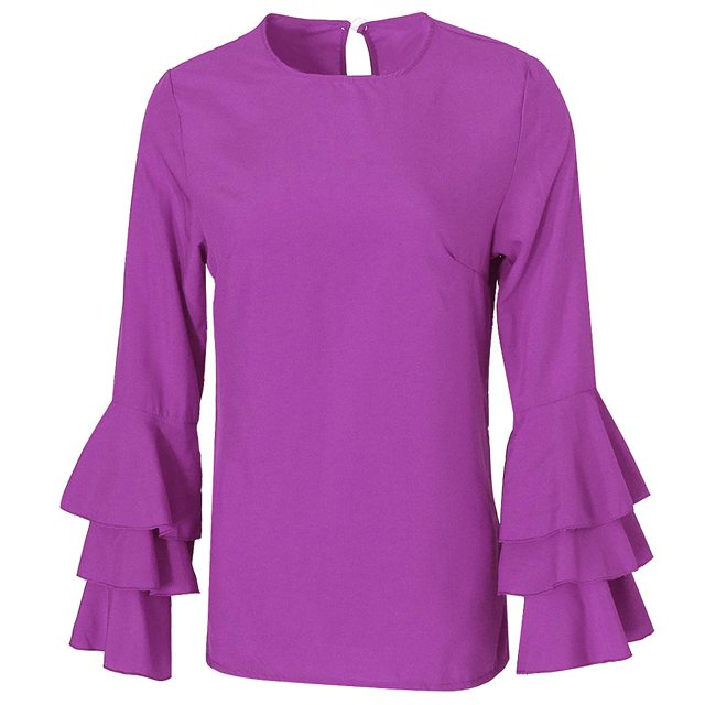 2017 moda nuevas camisas blusas de manga plegable Casual suelta Tops rojo/púrpura 2XL jinwen Tops de las mujeres de la manera