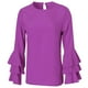 thumbnail image 1 of Camisa Linda Elegante Caliente Manera Manga Doblada Plegable Blusas Tapas Flojas Ocasionales 2XL Soledad Tops de las mujeres de la manera, 1 of 10
