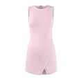 thumbnail image 3 of Xyxonk Athletic Dress for Women Workout Golf Wrap Dress with Shorts and Pockets Sleeveless Round Neck Activewear Dress Formal Side Slit Solid Color Tight Dress Pink L, 3 of 5
