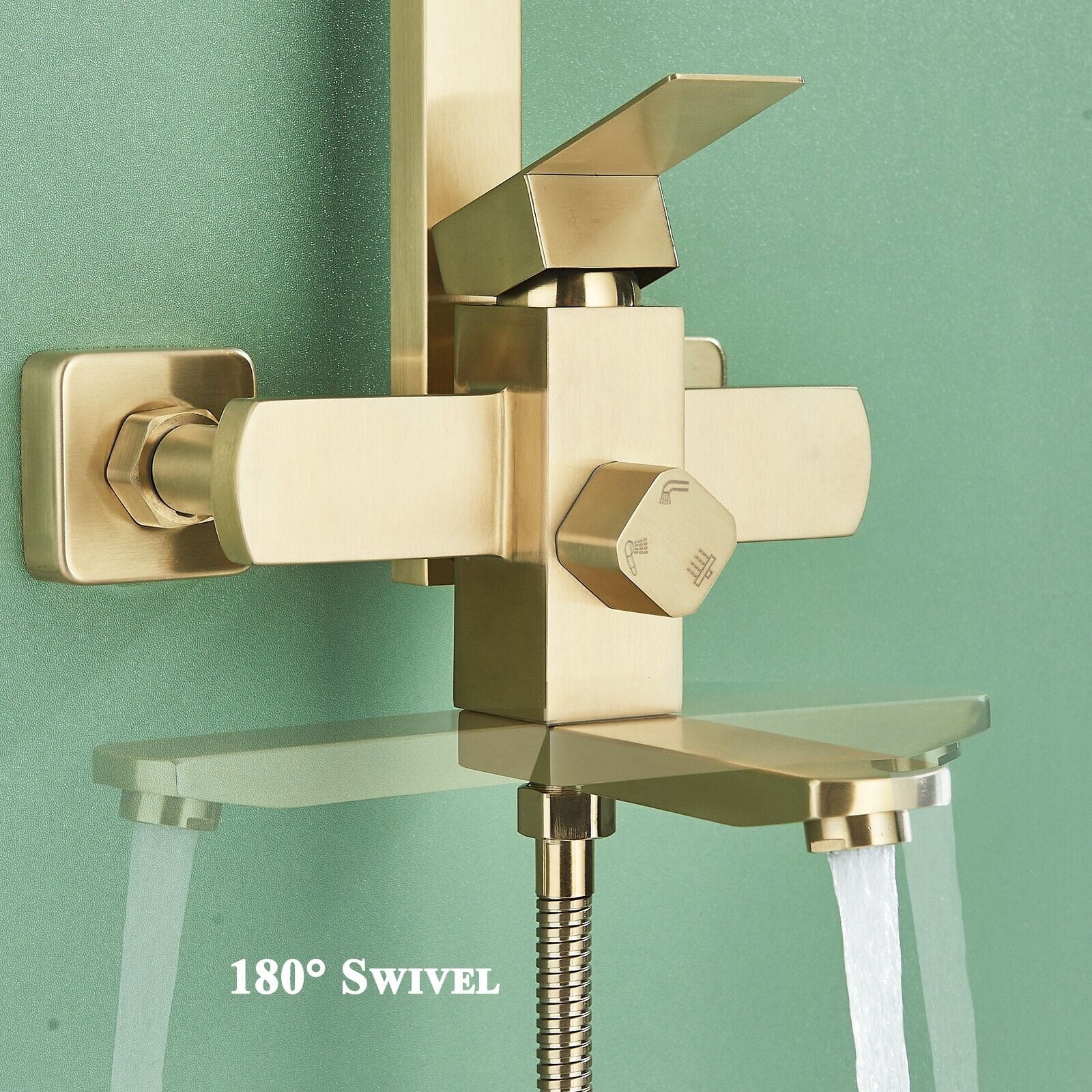 Brushed Gold Shower Faucet set Exposed Shower System 8inch Rain Shower Head Comb
