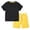 Yellow, variant on 2025 Summer Girls Boys Set Solid Color Sporty Girls Suits Short Sleeve Cotton T-Shirt and Shorts Kids Outfit 2pcs Beach Sea Wear