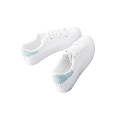 

Rotosw Ladies Flats Lace Up Sneakers Comfort Walking Shoes Lightweight Non-Slip Skate Shoe Work Casual Blue 5.5
