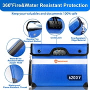 6200°F Fireproof Document Bag with Lock, Upgraded Fireproof Bag with Zipper/Reflective Strip, 9 Layers of Heat Insulated Materials, Fireproof Money Bag for Cash, 14.2x11 Fireproof Pouch