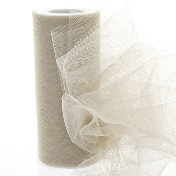 6" Premium Tulle Fabric Roll For Crafts, Wedding, Party Decorations, Gifts - Silver 25 Yard Spool