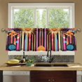 thumbnail image 4 of Yayeee Kitchen Curtains Tier Set of 2 Light Filtering 57"x36" Over Sink Window Panels, Futuristic Sun, 4 of 7