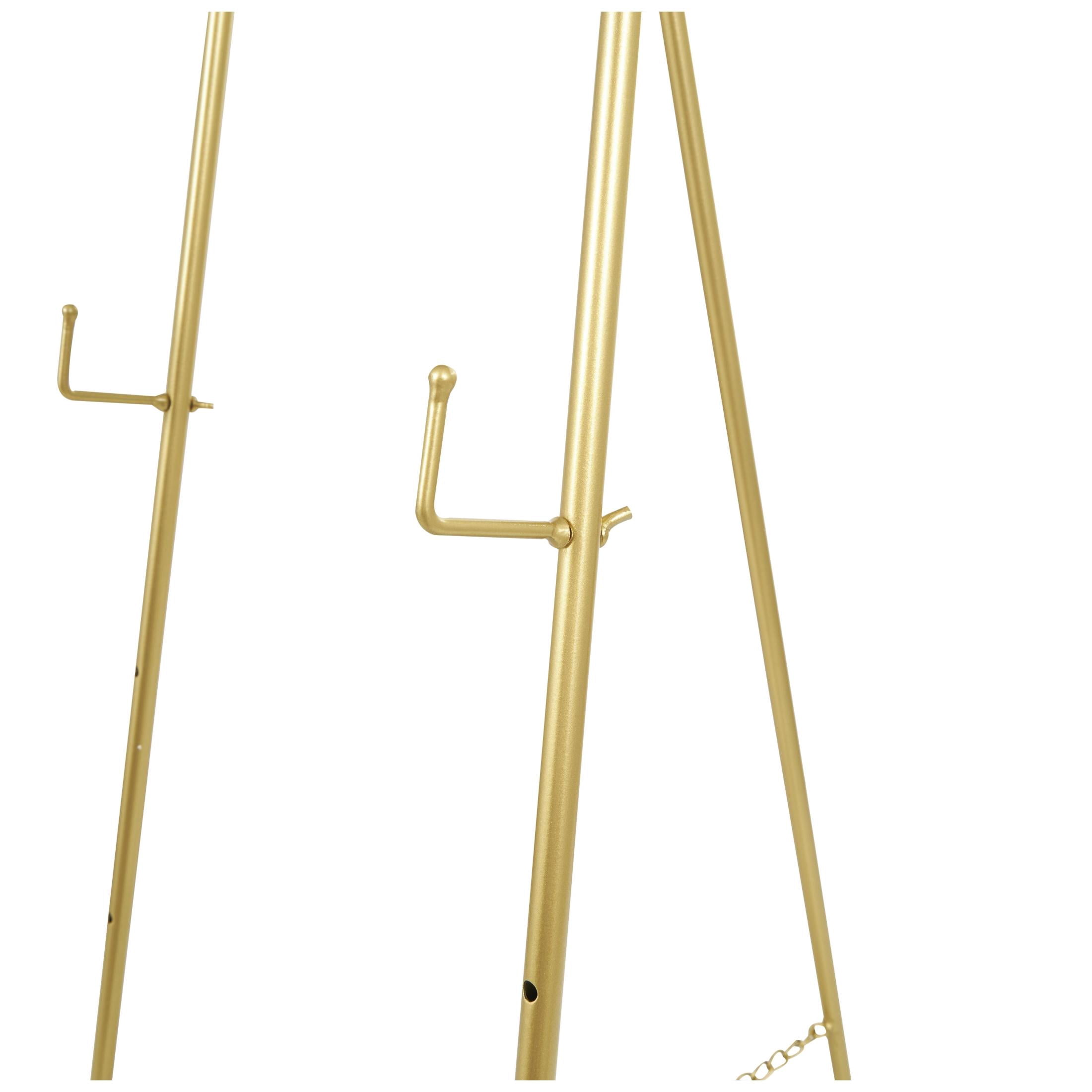 DecMode 21" x 63" Gold Metal Tall Adjustable Floor 3 Level Scroll Easel, 1-Piece