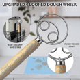 thumbnail image 2 of Danish Dough Whisk Stainless Steel Dough Whisk Dutch Style Bread Dough Hand Mixer Wooden Handle Kitchen Baking Tools Bread, 2 of 5