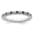 thumbnail image 3 of Auriga Fine Jewelry 925 Sterling Silver Hearts Black and White Diamond Ring Size 6for Women, 3 of 6