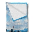 thumbnail image 2 of Urban Soft Flannel Fleece Blanket, City Park at Denver Colorado Downtown Tree and Architecture Sunny Panorama, Cozy Plush for Indoor and Outdoor Use, 70" x 90", Sky Blue Fern Green, by Ambesonne, 2 of 5