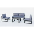 thumbnail image 5 of LeisureMod Chelsea 5-Piece Modern Armless Patio Sectional and Coffee Table for Patio Garden Summer Yard Porch Blue, 5 of 5