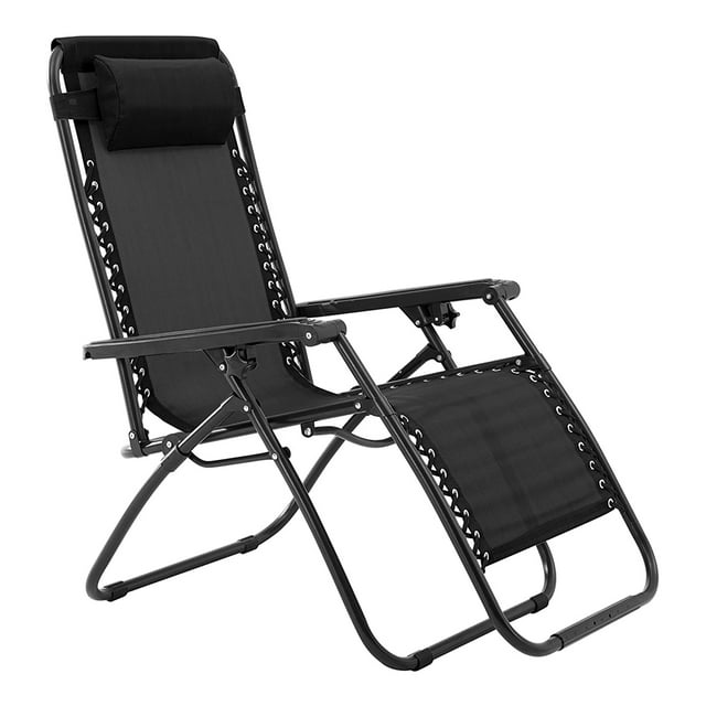 Sunjoy Modern Zero Gravity Foldable Outdoor Lounge Patio Chair, Black