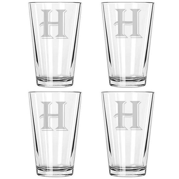 16OZ MONOGRAM BEER GLASS H SET OF 4