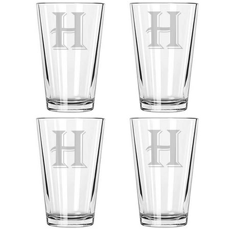 

16OZ MONOGRAM BEER GLASS H SET OF 4