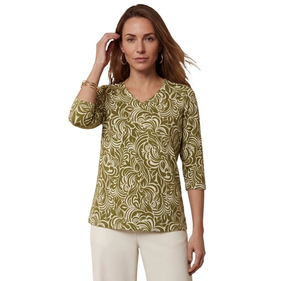 Jessica London Women's Plus Size Stretch Cotton V-Neck Tee